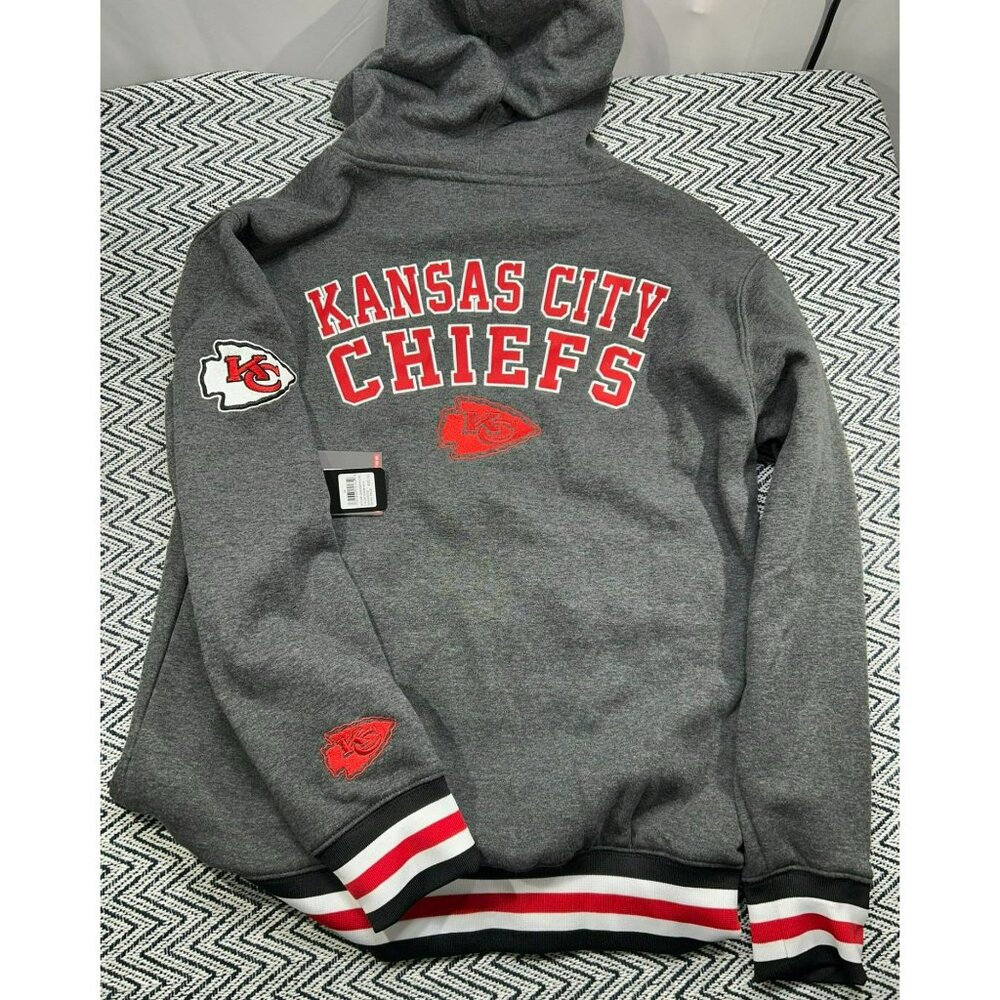 Kansas City Chiefs Gray Hoodie Red Accents Official NFL Team Apparel M Sweatshir - Picture 2 of 8